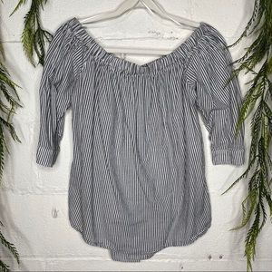 14th & Union Off The Shoulder Striped Blouse Large